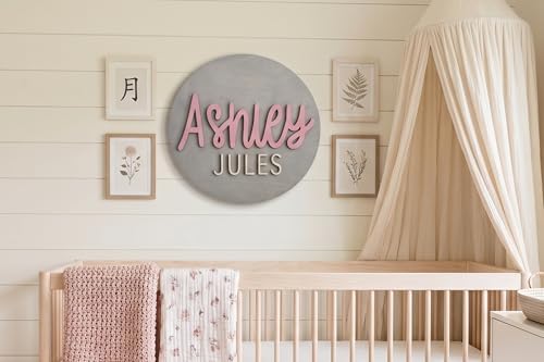 Custom Round Nursery Name Sign, Personalized 3D Baby Name Announcement Sign - Image 2