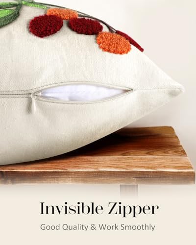 Embroidered Throw Pillow Cover, 18x18 Inch, Bird Branch - Image 3