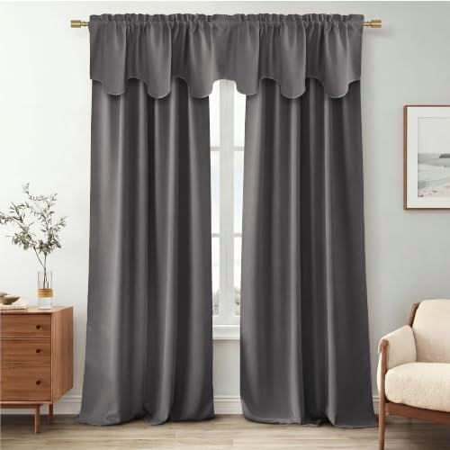 NICETOWN Grey Blackout Valance Curtain - Image 6