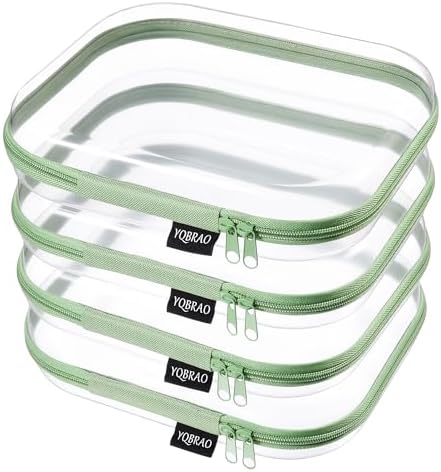 YQBRAO Clear Hard Shell Zipper Cases, 4 Medium Makeup Organizers by Unknown
