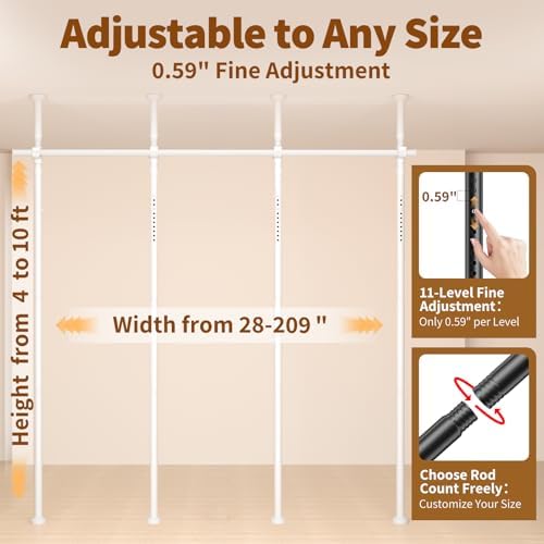 Room Divider for Room Separation, 4-10ft 28-209inch Adjustable Temporary - Image 2