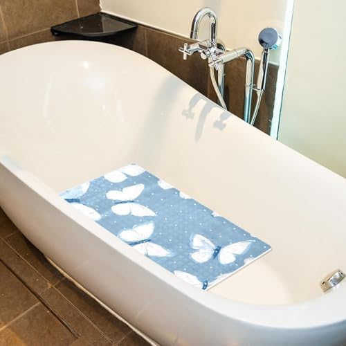 Bathtub Mat Non Slip 26.8x15.1 Inch, Butterflies Shower Mat - Image 5
