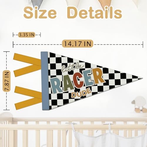 Race Car Room Decor for Boys, Little Racer Dude Felt Banners Flags - Image 7