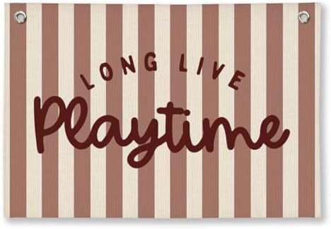 Playroom Decor, Long Live Playtime Wall Hanging Linen Banner, 20x30 Inch-Red by Unknown