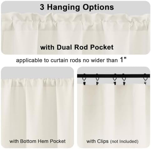 Chyhomenyc Cream Valance for Windows, Light Filtering Faux Linen Solid Short - Image 5