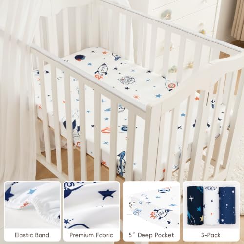 david's kids 3 Pack Mini Crib Sheets, Soft Breathable Premium Pack N Play Sheets - Image 4