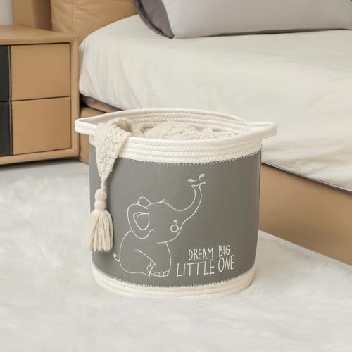 Toy Basket for Baby Laundry Hamper Blanket Baskets Cute Elephant Nursery - Image 2