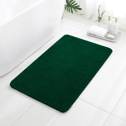 Polyester Bathroom Rug 24"x40" Verdant Green, Non-Slip Bath Mat by Kildoss