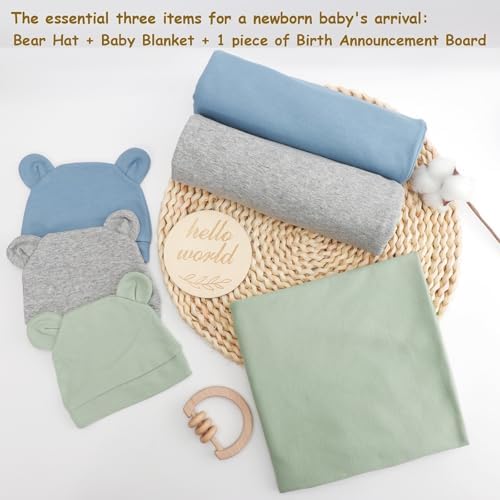 DRESHOW BQUBO Cotton Baby Swaddle Hat Set Newborn Infant Receiving Blankets - Image 7