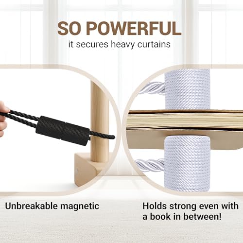 Hion Magnetic Curtain Tiebacks Black 2pcs, Curtain Tiebacks Buckles Holdbacks - Image 5
