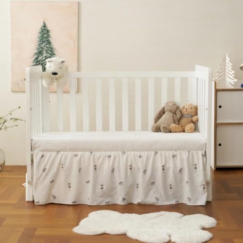 Crib Skirt with Platform, Ruffled Wave Design Baby Bed Skirt by VTNXUN