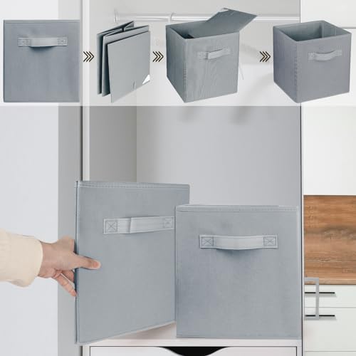 3 Pcs Storage Cubes, 10.5 Inch Collapsible Storage Bins, Fabric Foldable Bins - Image 4