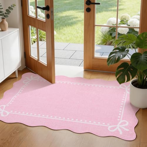 Garvee Scalloped Bow Rug Washable 2x3 Area Rug by Garvee