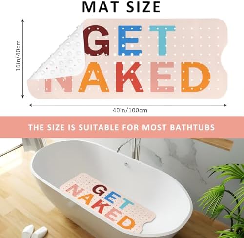 Get Naked Bath Mat for Tub, Non Slip Bathtub Mat for Baby Rubber Tub Mat - Image 3