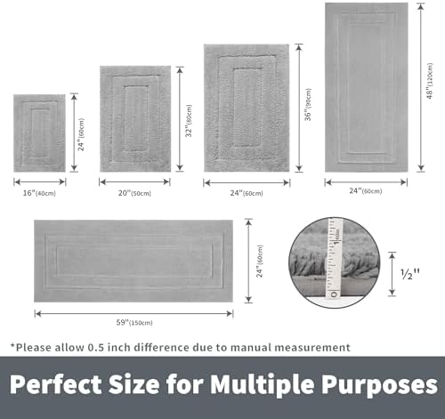GRANNY SAYS Gray Bathroom Runner Rug 59" x 24", Soft Microfiber Bath Mat - Image 2