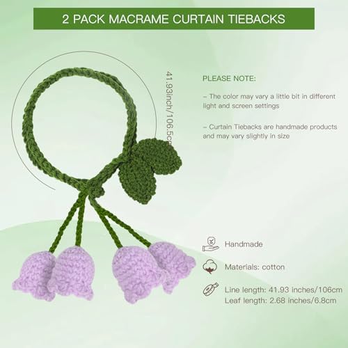 2 Pack Boho Handmade Flower Curtain Tiebacks Curtain Holdbacks - Image 3