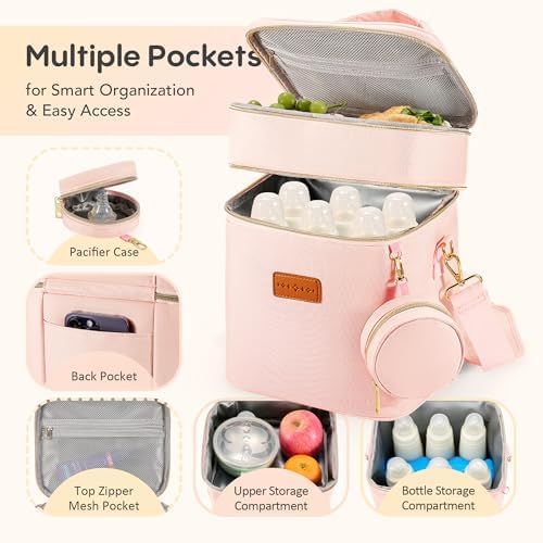 Breastmilk Cooler Bag with Ice Pack & Pacifier Case, Large Double Layer - Image 3