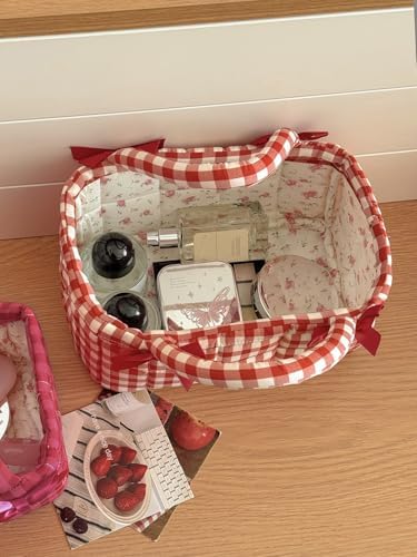 Small Storage Basket Organizer, Mini Fabric Gingham Storage Baskets - Image 6