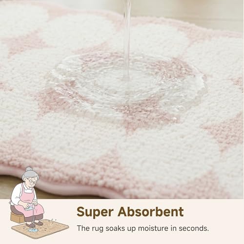 GRANNY SAYS Waved Pink Bathroom Rug, Cute Scalloped Bath Mat - Image 5
