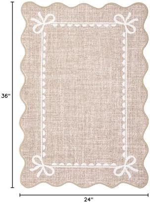 GarveeHome Scalloped Entryway Rug 2x3 Washable Front Door Bow Rug - Image 2