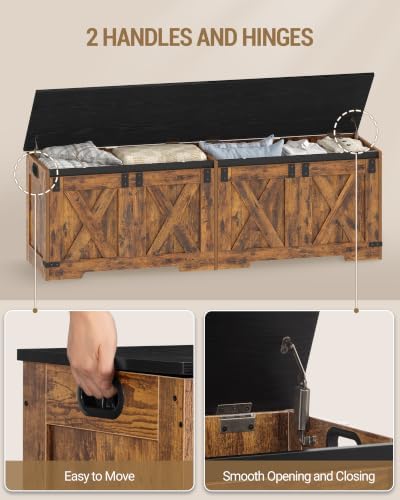 Hzuaneri 59" Farmhouse Storage Chest and Bench | 70 Gal | 330lb Seat - Image 6