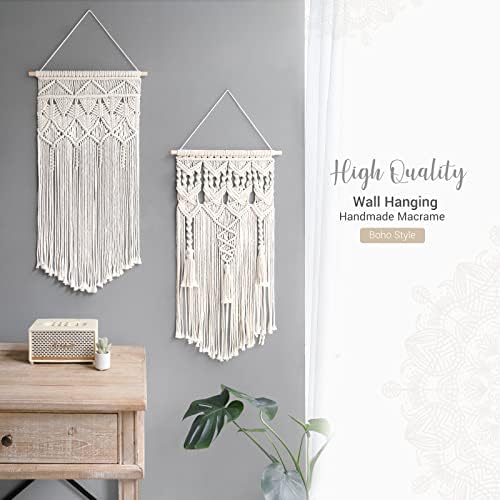 Mkono 2 Pcs Macrame Wall Hanging, Boho Woven Chic Tapestry Decor - Image 3