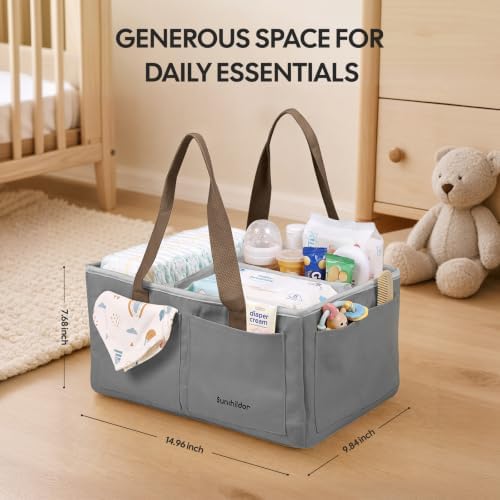 Large Canvas Baby Diaper Caddy Organizer - Image 2