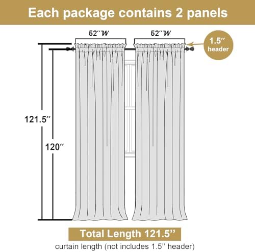 Lecloud Leia White Sheer Curtains 120 Inches Long 2 Panels, Jacquard Textured - Image 3