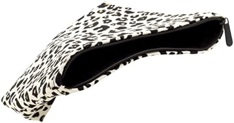 Flat Makeup Bag for Women, Zipper Cosmetic Pouch for Purse, Leopard Ivory - Image 5