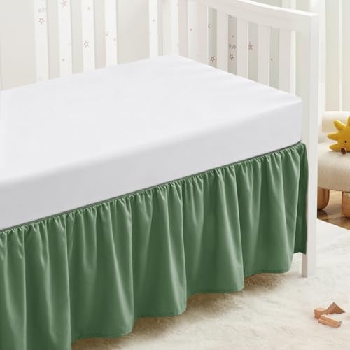 SiinvdaBZX Sage Green Crib Skirt Dust Ruffle, Microfiber Crib Bed Skirt by SiinvdaBZX