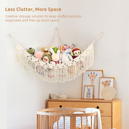 Large Stuffed Animal Net or Hammock, Stuffed Animal Storage Macrame Toy Hammock - Image 2