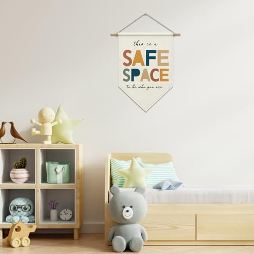 Therapy Office Decor, Safe Space Sign Pennant Hanger Banner - Image 2