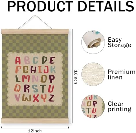 MAQIKA Vintage Alphabet Classroom Poster Framed - Image 7