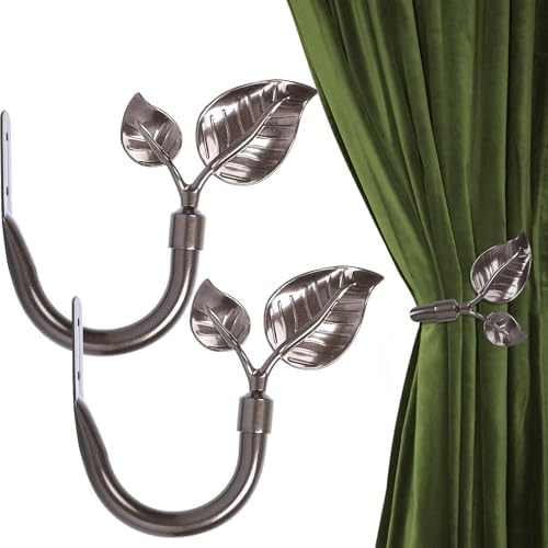 HIKMLK Leaf Shaped Curtain Tieback Holdbacks 2pcs, Handmade Metal Curtain Side by HIKMLK
