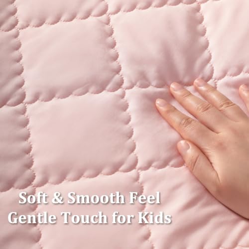 BEDSUM 4pc Toddler Cooling Bedding Set, Rayon Made from Bamboo, Light Pink - Image 3