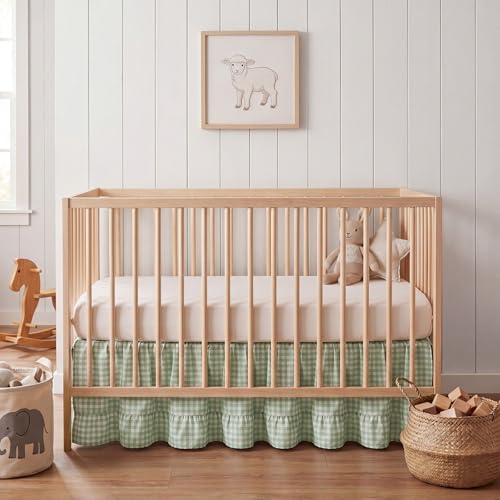 Gingham Crib Skirt Dust Ruffle 52 x 28 Inch 100% Cotton - Image 5