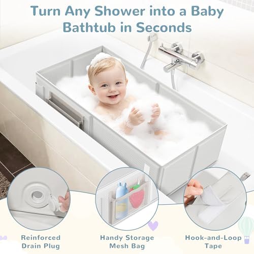 Collapsible Baby Bathtub, Foldable Toddler Bath Tub - Image 5