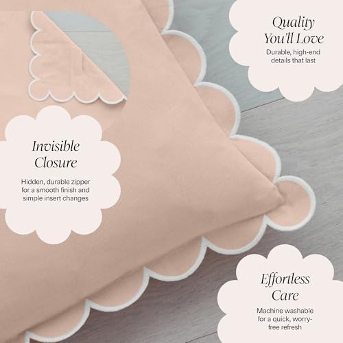 BEBE BASK Scalloped Pillow Cover Set of 2, 100% Cotton - Image 4