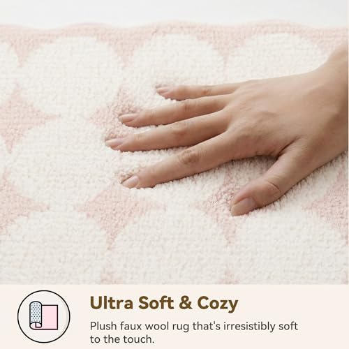 GRANNY SAYS Waved Pink Bathroom Rug, Cute Scalloped Bath Mat - Image 4