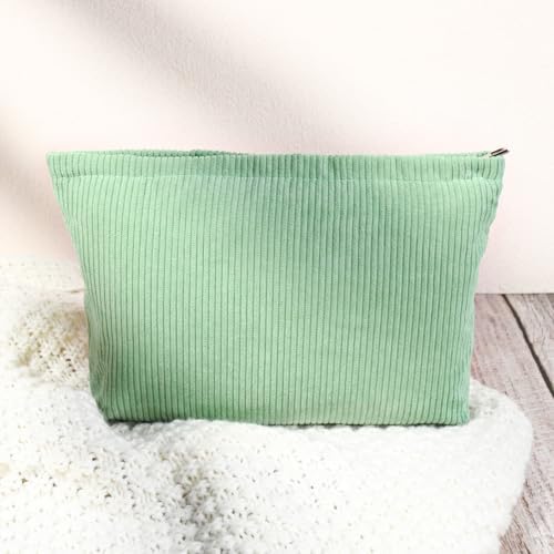 SOIDRAM 2 Pcs Corduroy Makeup Bag Large Cosmetic Bag Toiletry Bag Makeup Pouch - Image 6