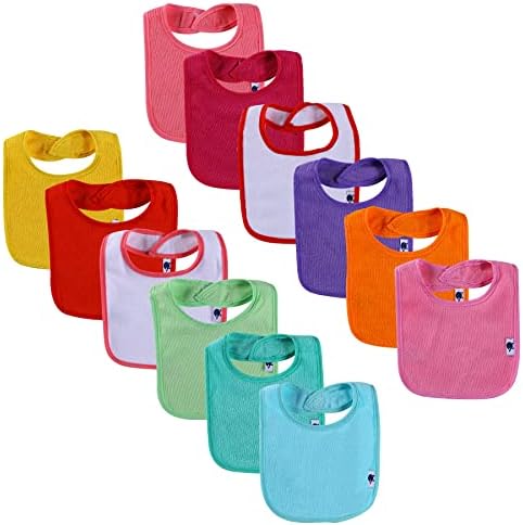 12 Pack Terry Drool Cotton Bibs, Unisex Baby Bibs by Nvatorfox