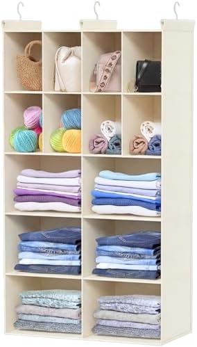 5 Tier Hanging Closet Organizer, 14 Compartments Dual Row Storage by Ofiray-home