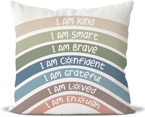 QIYUHOY Reseda Boho Rainbow Classroom Throw Pillow Covers, 20x20 Inch by QIYUHOY