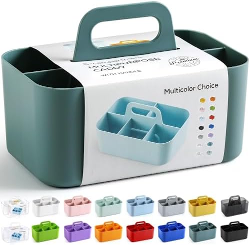 Multiuse Caddy Organizer with Handle, Portable Divided Plastic Tote Bin by AOZITA