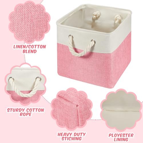 6 Pack 11x11 Inch Macaron Cube Storage Bins Square Fabric Cube Baskets - Image 3
