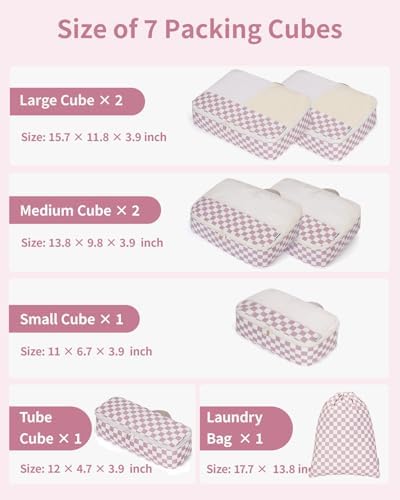 Narwey 7 Set Checkered Packing Cubes - Image 3