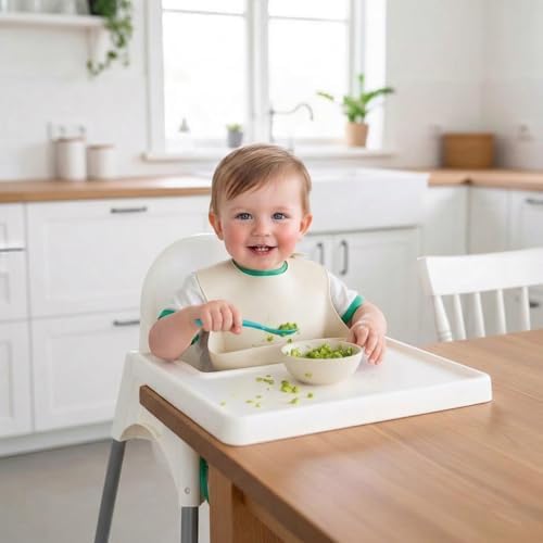 PandaEar Set of 3 Silicone Baby Bibs Waterproof, 10-72 Months - Image 2