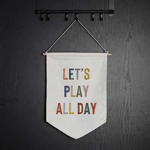 Let's Play All Day Flag Pennant Banner, Boho Nursery, Playroom Wall Hanging - Image 4