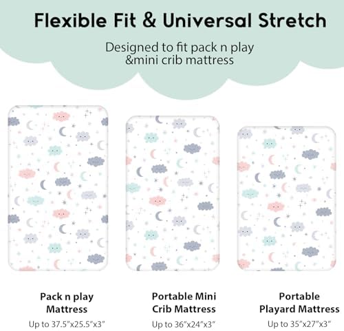 Yoofoss 2-Pack Pack and Play Sheets Fitted 38x26 - Image 3