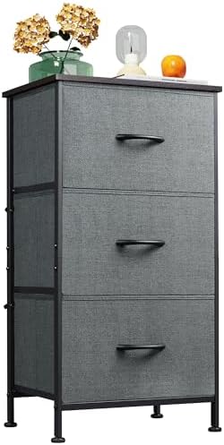 WLIVE Small Dresser Nightstand for Bedroom, 3 Drawers, Dark Grey by WLIVE